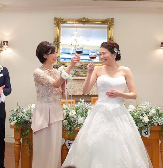 実際の結婚式 母親 フォーマルドレスL065ベビーピング